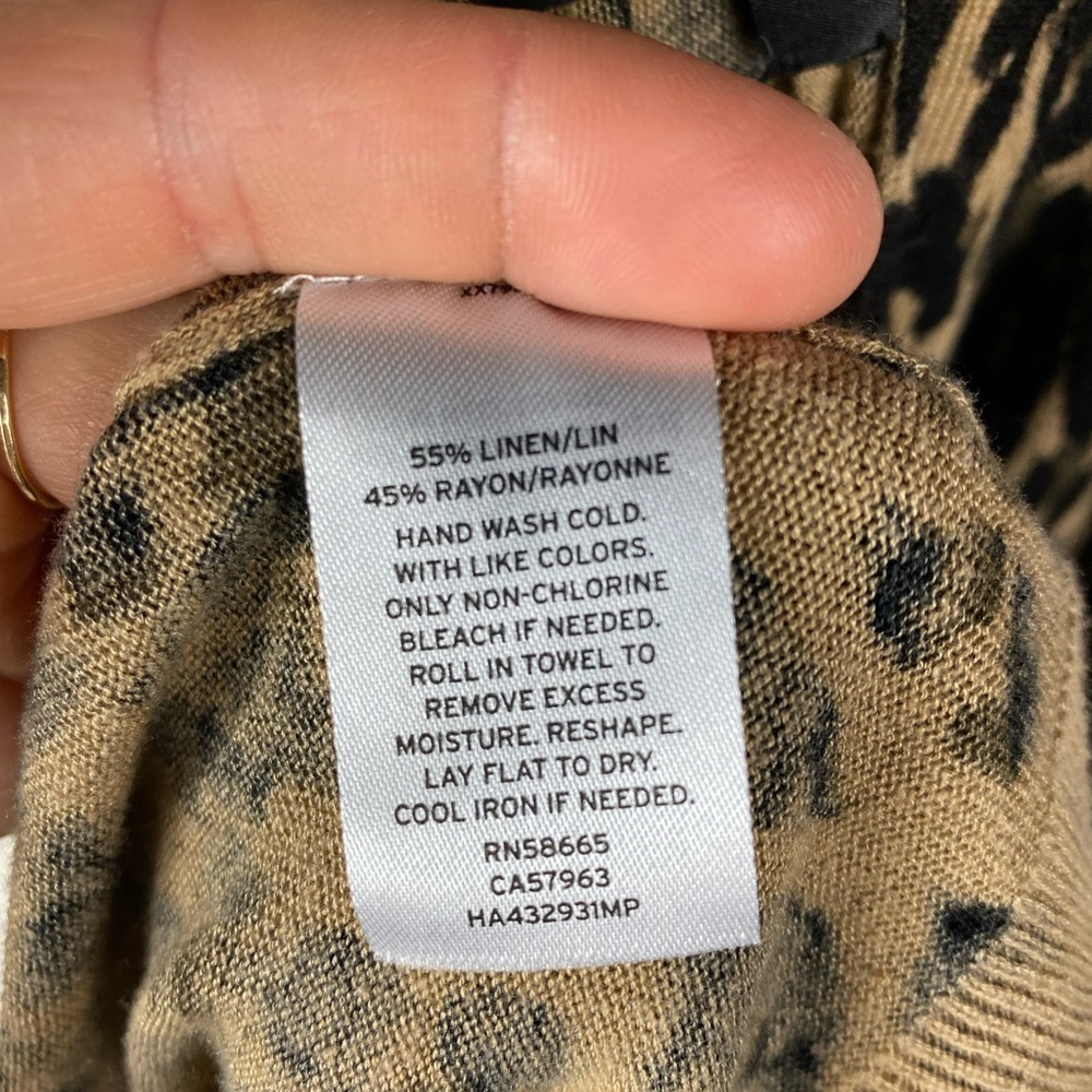 Halogen Linen Blend Open Leopard Print Cardigan Xs - image 5